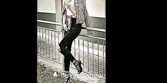 Музыкальный видеоклип Женская одежда на Алиэкспресс. Узкие джинсы карандаш с высокой талией, рваные с отверстиями 