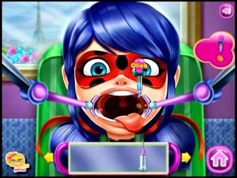 Мультик игра Леди Баг лечит горло Miraculous Ladybug Throat Doctor 