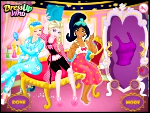 Мультик игра Принцессы Диснея: Веселый девичник Princess Slumber Party Funny Faces 