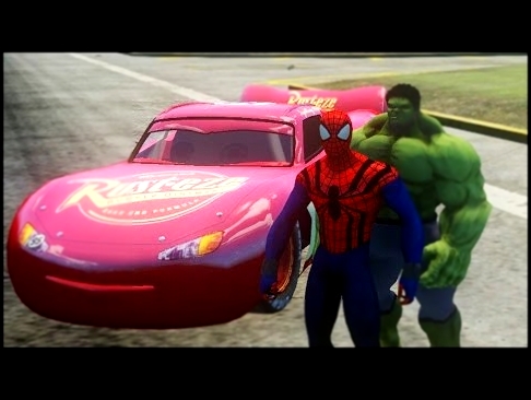Невероятный Халк и человек паук Спайдермен, гонка на машине Молния Маквин Тачки 2 на русском 
