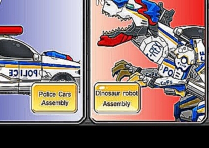 Роботы-трансформеры-динозавры полицейская машина скорая помощь бульдозер 