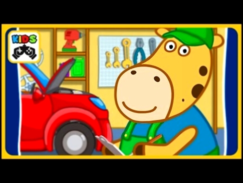 Гиппо и друзья * Детская мойка машин и гараж жирафа Дениса * мультик игра на Kids PlayBox 